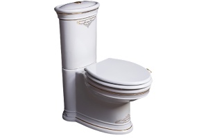 Унитаз-компакт Boheme Puro с крышкой белый с узором золото с бачком