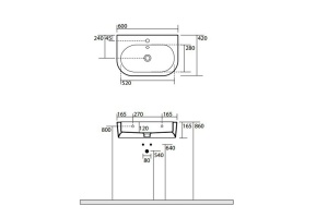 Kerasan Flo раковина 60х42 с 1 отверстием под смеситель, цвет белый - 2