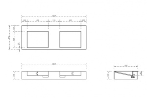 Раковина подвесная Abber Stein 121.9х45 двойная белый матовый - 3