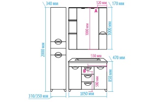 Тумба под раковину Misty Кристи 105 коричневая глянцевая - 3