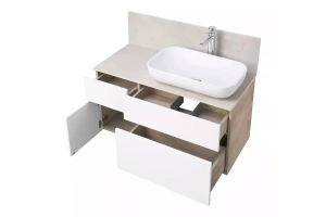 Тумба с раковиной Лола 60 и столешницей Aquaton Мишель 100 белый-светлое дерево - 3