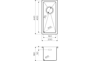 Дополнительная мойка Omoikiri Taki 20-U/IF-IN нержавеющая сталь - 3