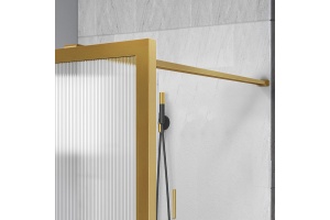 Душевая перегородка Vincea Walk-In 100х200 профиль брашированное золото стекло рифленое  - 2