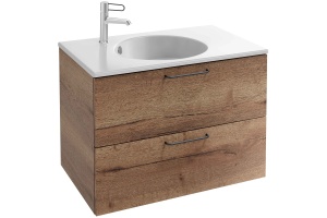 Тумба для комплекта Jacob Delafon Odeon Rive Gauche 80 дуб табак, 2 ящика, ручки черные