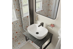 Мебель для ванной DIWO Элиста 60 чёрный мрамор, с раковиной Moduo 50 Square в стиле лофт, подвесная (гарнитур, комплект) - 3