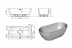Акриловая ванна Kolpa San Dalia 170х80 серо-белая - 2