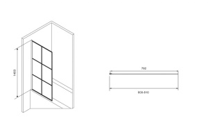Шторка на ванну ABBER Immer Offen 80х140 профиль черный (AG72080B) - 3