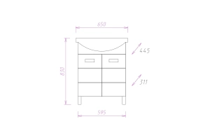 Тумба под раковину Onika Балтика 65 белый  - 3