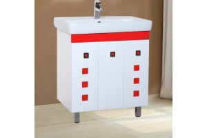 Тумба с раковиной Bellezza Натали 70 белая с красным