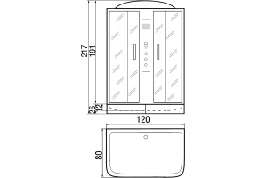 Душевая кабина с поддоном River Sena 120/80/24 TH (10000001451) - 2