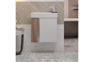 Тумба с раковиной Aquaton Вита 46 белый - светлое дерево - 2