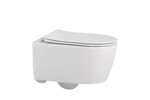 Унитаз подвесной Abber Bequem безободковый с сиденьем микролифт белый