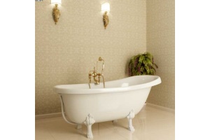 Ванна из искусственного камня Фэма Салерно белая, ножки хром - 3