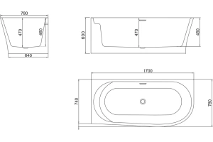 Акриловая ванна BELBAGNO 170х78 белый (BB410-1700-780-L) - 3