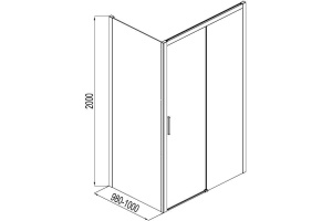 Боковая стенка Aquanet Pleasure AE60-F-100H200U-BT 100, прозрачное стекло - 2