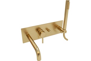 Смеситель Paffoni Light LIG001HGSP С ВНУТРЕННЕЙ ЧАСТЬЮ, для ванны с душем, золото медовое брашированное