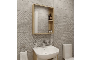 Мебель для ванной DIWO Углич 50 в скандинавском стиле, белый, под дерево - 3