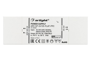 Блок питания Arlight ARV-SP-24012-FLAT-PFC 24V 120W IP20 5A 033263
