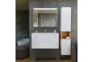 Тумба под раковину Бриклаер Кристалл 100 белая матовая (4627125415920) - 2