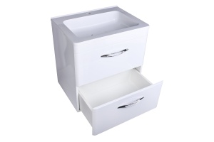 Тумба подвесная Каре 60 (2 ящ.) Люкс белая, PLUS - 2