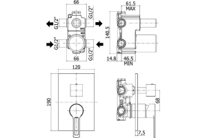 Смеситель Paffoni Ringo RIN018BO/M С ВНУТРЕННЕЙ ЧАСТЬЮ, для ванны с душем - 2