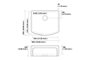 KERASAN Hannah DEVON Раковина керамическая кухонная 600x530x220 мм,без отв под смеситель, без сифона, толщина 30 мм, цвет белый - 2