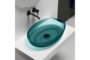 Раковина накладная прозрачная ABBER Kristall AT2801Aquamarin бирюзовая