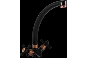 Смеситель для кухни Rav Slezak Morava retro черный матовый - бронза