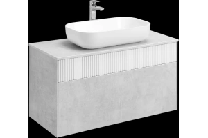 Тумба с раковиной Aquaton Марбл 100 белый-серый