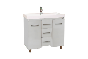 Джулия QVATRO -105 Тумба с 3 ящ. конус белая