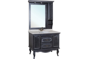 Зеркало-шкаф Bellezza Рим 110 R черное патина серебро - 2