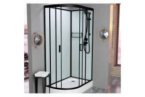 Душевая кабина Frank 100х80 правая черная стекло матовое - 2