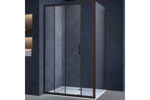 Боковая стенка Vincea Alpha 90х190 профиль черный стекло прозрачное - 2