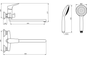 Универсальный смеситель STWORKI by Damixa Дублин HFDB95000 хром, однорычажный, с длинным изливом, настенный, латунь - 3