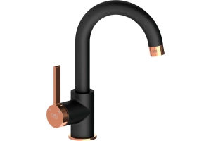 Смеситель для раковины GPD Gildo черный матовый - розовое золото