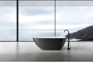 Ванна из искусственного камня ABBER Dortmund AM9911BW черно-белая матовая - 2