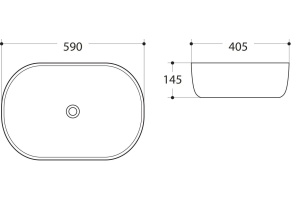 Раковина керамическая накладная AM-5006, цвет белый, 590х405х145 - 2