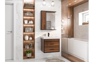 Зеркало-шкаф Misty Кедр 60 левый темное дерево - 3