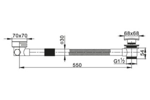 Слив-перелив для акриловой ванны медно-латунный, с квадратной крышкой CZR-STWQ1-01, хром - 2