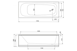 Акриловая ванна Cezares Eco 170x70 (ECO-170-70-41-W37) - 2