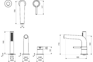Смеситель на борт ванны Excellent Pi золото - 3