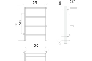 Водяной полотенцесушитель Terminus  Аврора П8 500x800 Хром боковое подключение - 3