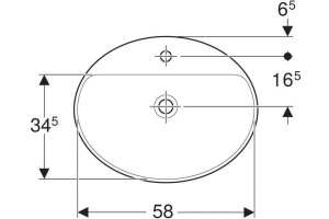500.726.01.2 Geberit VariForm Раковина встраиваемая в столешницу овальной формы, 60х48 см, с отв. под смеситель, без отв. перелива - 3