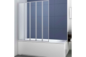 Душевая шторка на ванну Vincea 120х140 хром стекло прозрачное