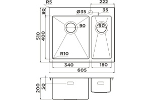 Мойка кухонная Omoikiri Akisame 60-2 L - 2