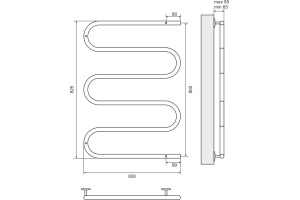 Электрический полотенцесушитель Terminus Ш-образный 600х800 Хром - 3