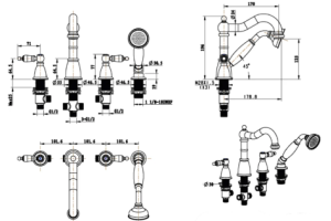 Смеситель на борт ванны Boheme Tradizionale золото с черным кристаллом Swarovski - 3