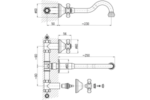 Смеситель для раковины Rav Slezak Morava retro золото - 2