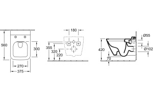 Чаша для унитаза подвесного Villeroy & Boch Finion 4664R0R1 alpin, Ceramicplus - 3