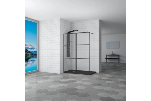 Душевая перегородка RGW Walk In WA-011B 100х200 профиль черный стекло прозрачное с рисунком - 2